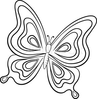 314x320 Simple Black And White Butterfly Line Drawings