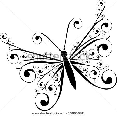450x447 Butterfly On Black And White Background