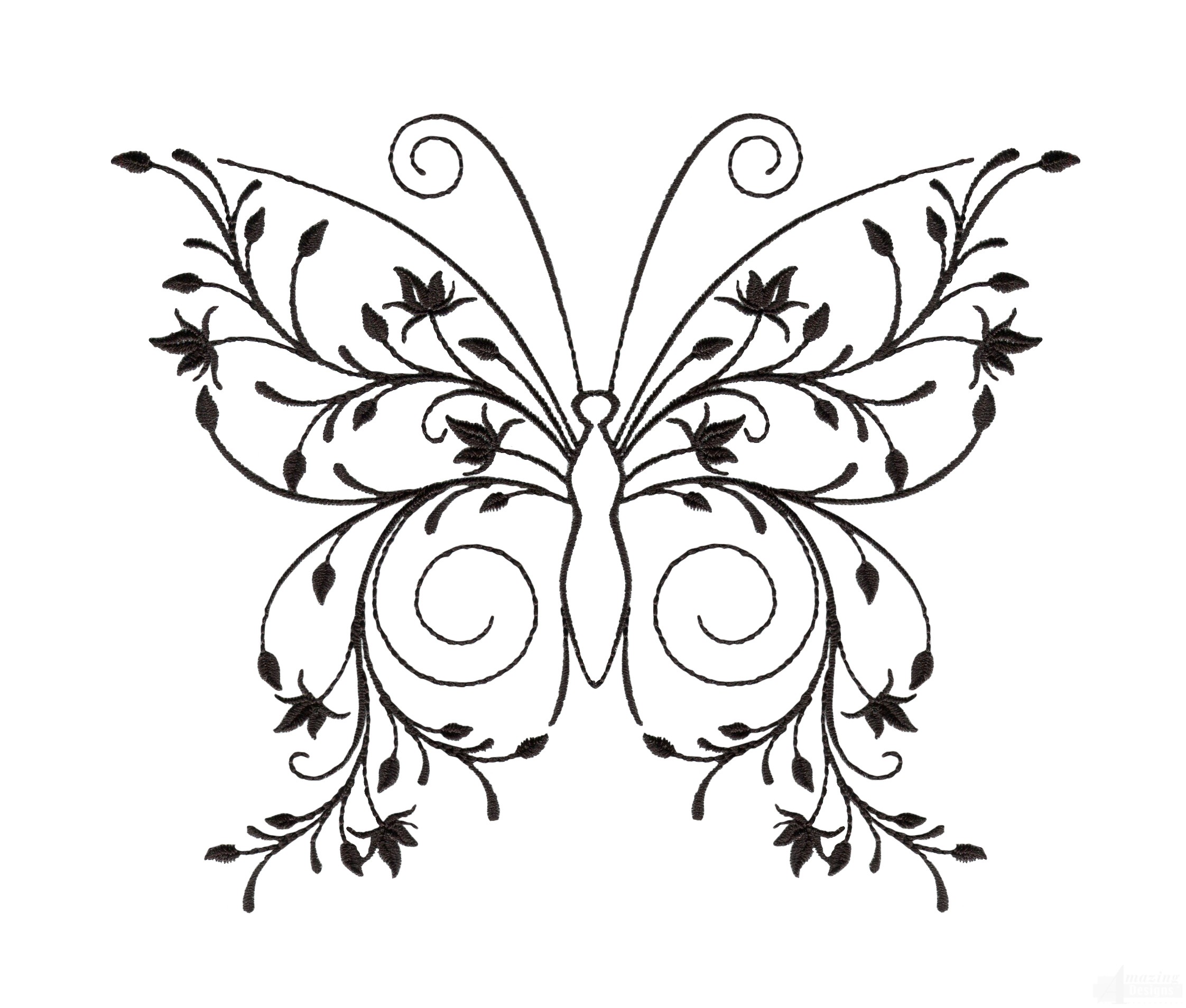 2244x1907 Butterfly 15 Zen Garden Sketch Embroidery Design
