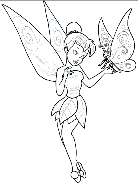 550x736 How To Draw Tinkerbell Holding A Butterfly With Easy To Follow