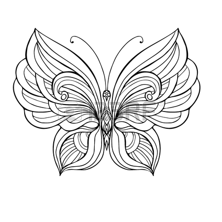 450x450 Decorative Butterfly. Coloring Book For Adult And Older Children