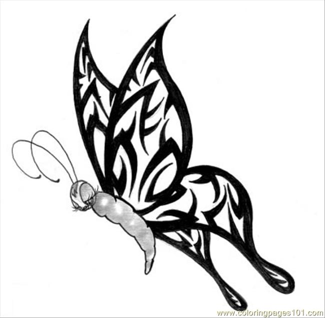 650x637 Butterfly Tattoo Design5 Coloring Page