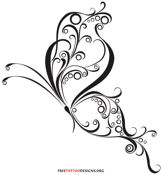 648x701 Curly Tribal Butterfly Tattoo Design