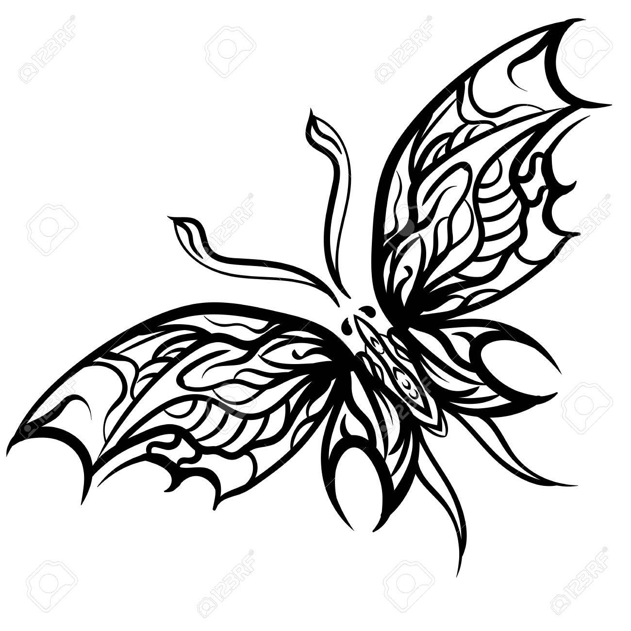 1300x1300 Grunge Elegance Ink Illustration Butterfly Tattoo Sketch Royalty