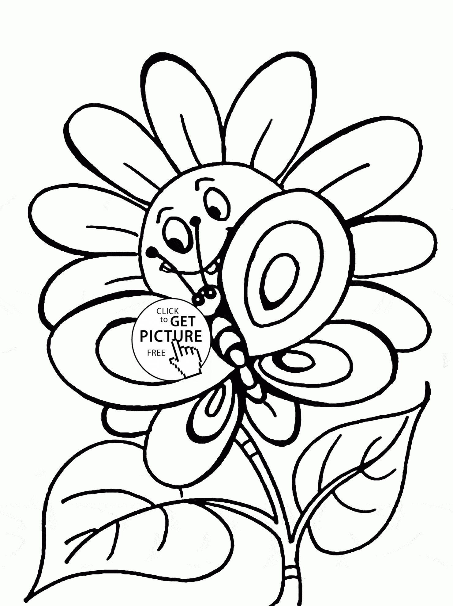 1480x1977 Cute Spring Flower And Butterfly Coloring Page For Kids, Seasons