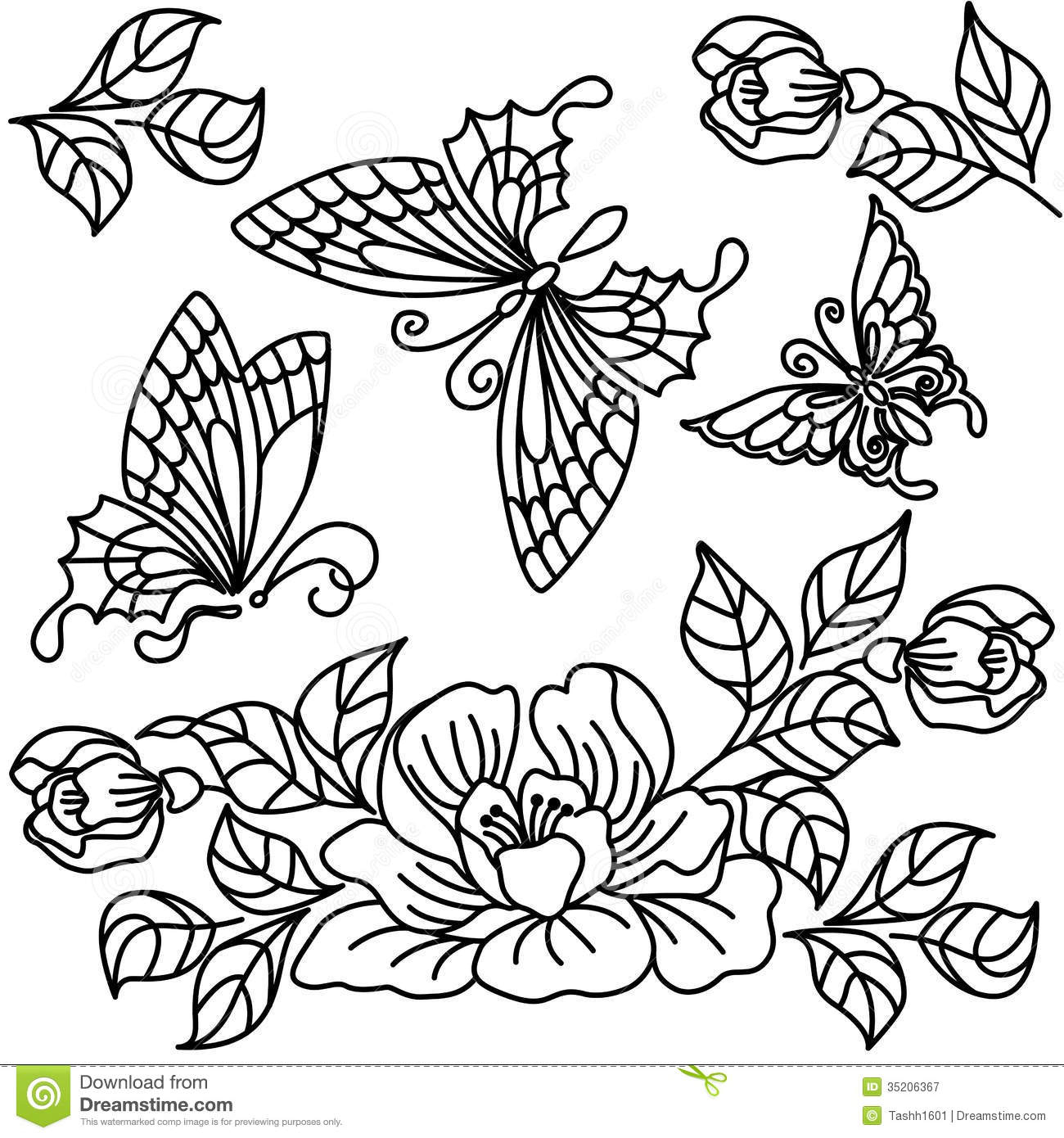1300x1390 Flower Butterfly Black And White Drawing