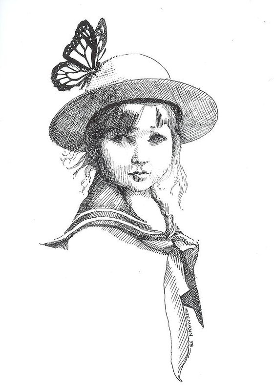 561x799 Butterfly Girl Art Print By Margaret Wright Niemann