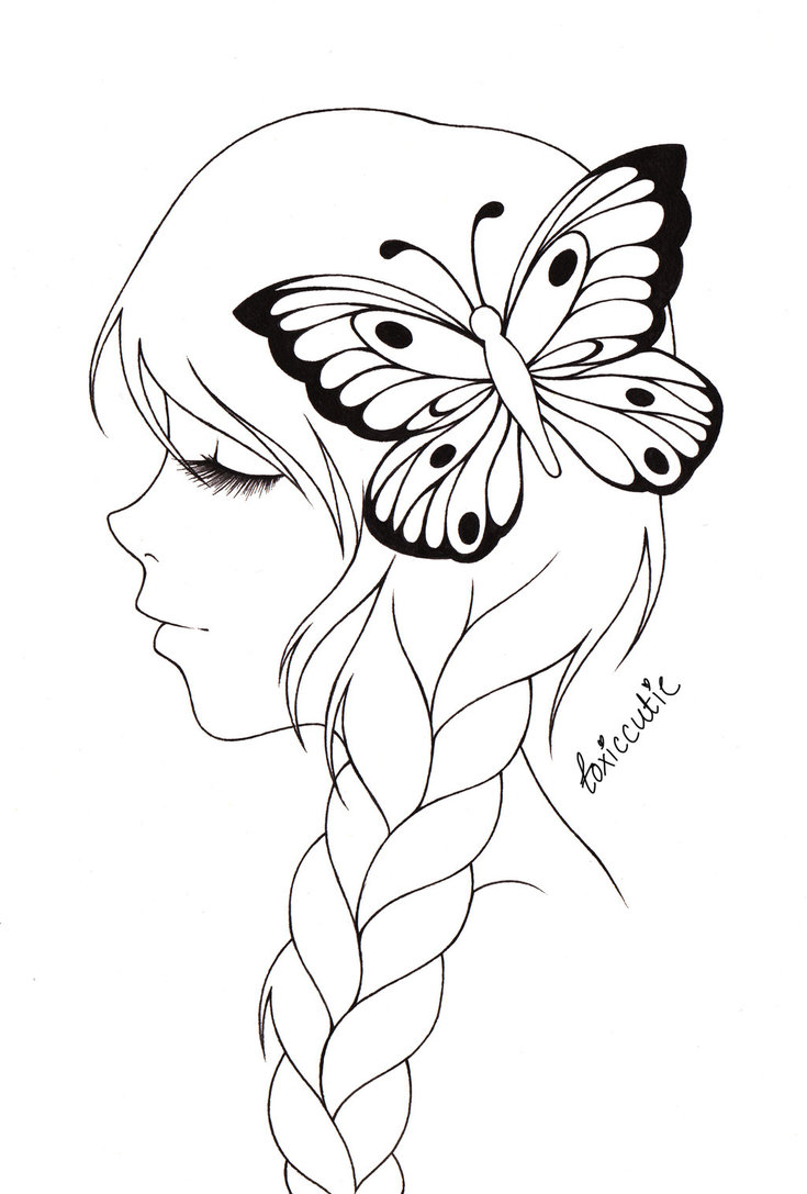 735x1087 Butterfly Girl Lineart Xx By Toxiccutie