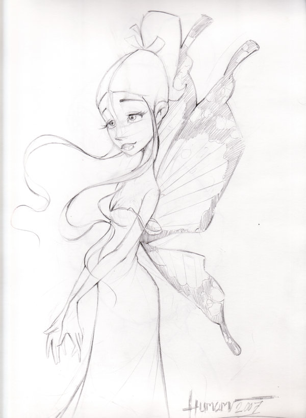 Butterfly Girl Drawing at GetDrawings | Free download