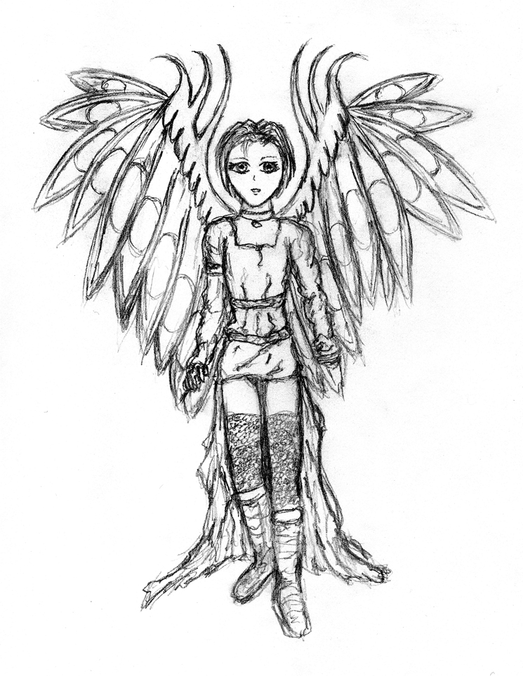 745x963 Butterfly Girl Sketch By Jordain