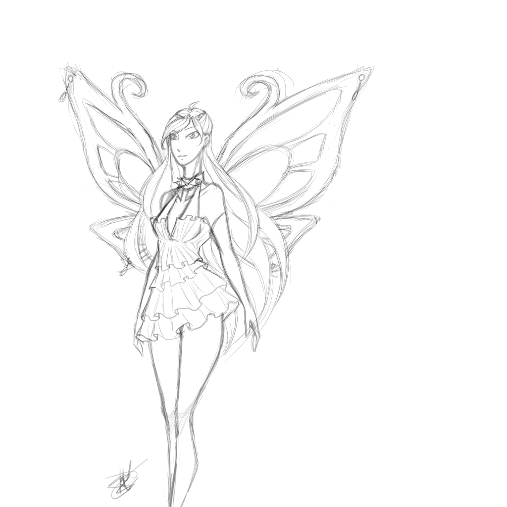 1024x1024 Butterfly Girl Sketch By Catcest
