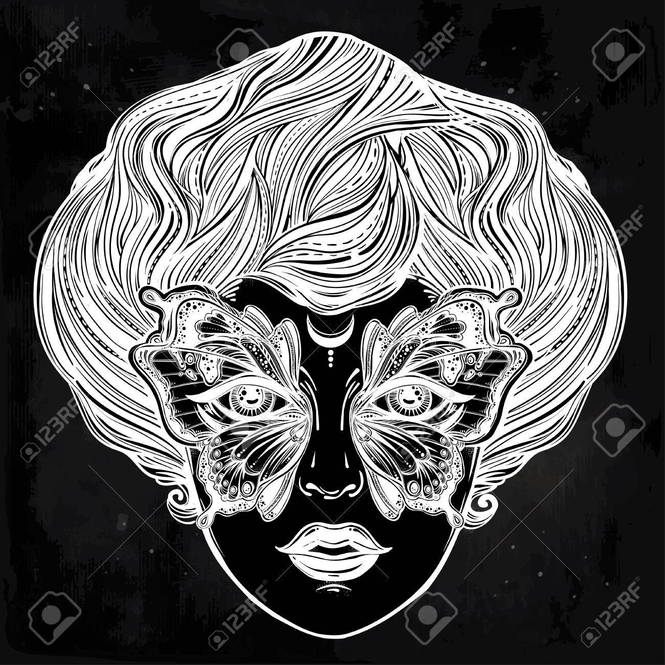 1300x1300 Beautiful Portrait Of The Vintage Girl With A Butterfly Mask