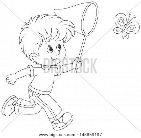 450x439 Little Boy Running Catching Flying Vector Amp Photo Bigstock