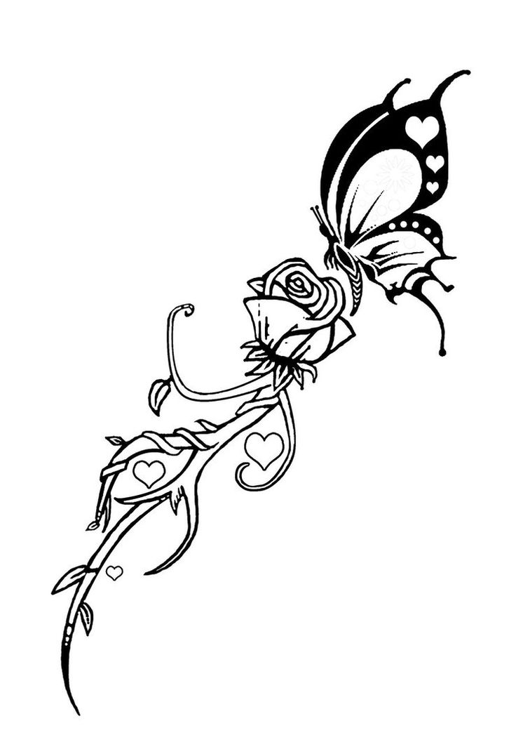 736x1074 52 Best Butterfly And Roses Tattoo Art Images