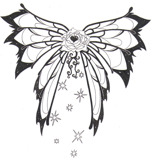 600x614 Rose And Butterfly Drawings