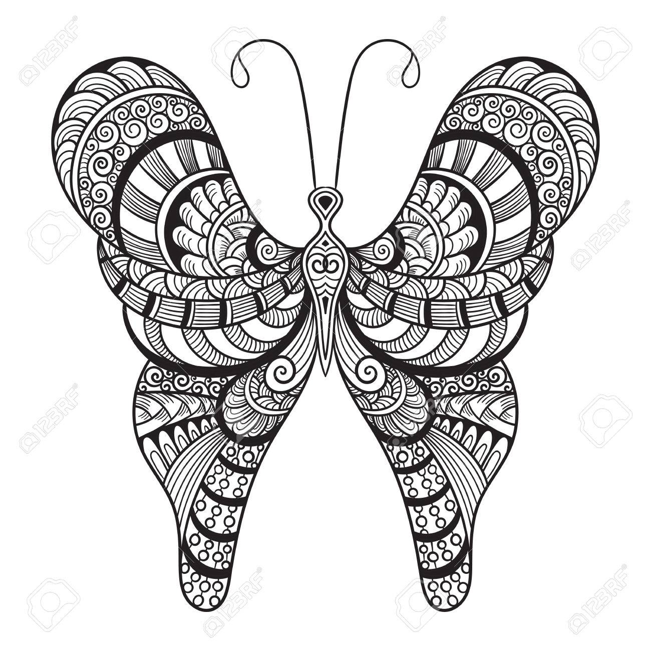 1300x1300 Doodle Butterfly, Tattoo Sketch, Royalty Free Cliparts, Vectors