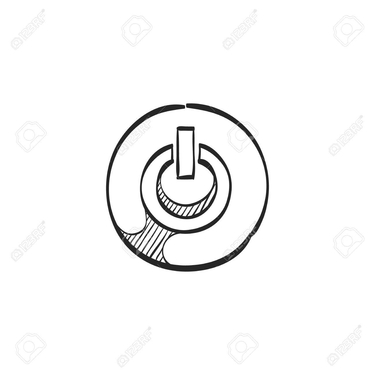 1300x1300 Power Button Icon In Doodle Sketch Lines. On Off, Electronic