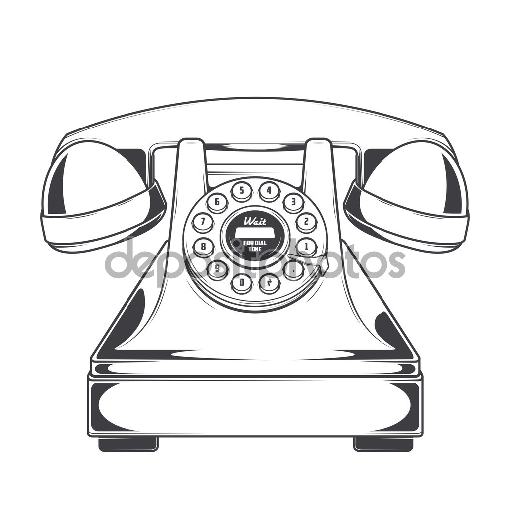 1024x1024 Vintage Phone With Buttons Dial Ring Isolated On A White