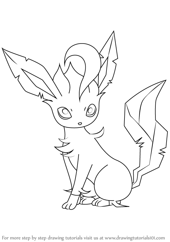 594x844 Learn How To Draw Leafeon From Pokemon (Pokemon) Step By Step