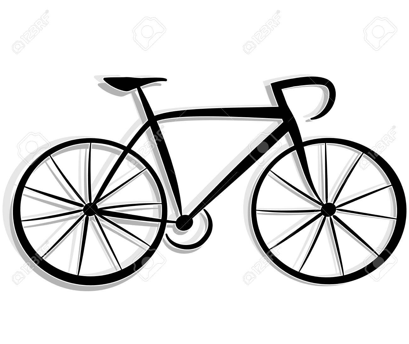 1300x1094 Illustration Of Bicycle Drawing On White Background Royalty Free