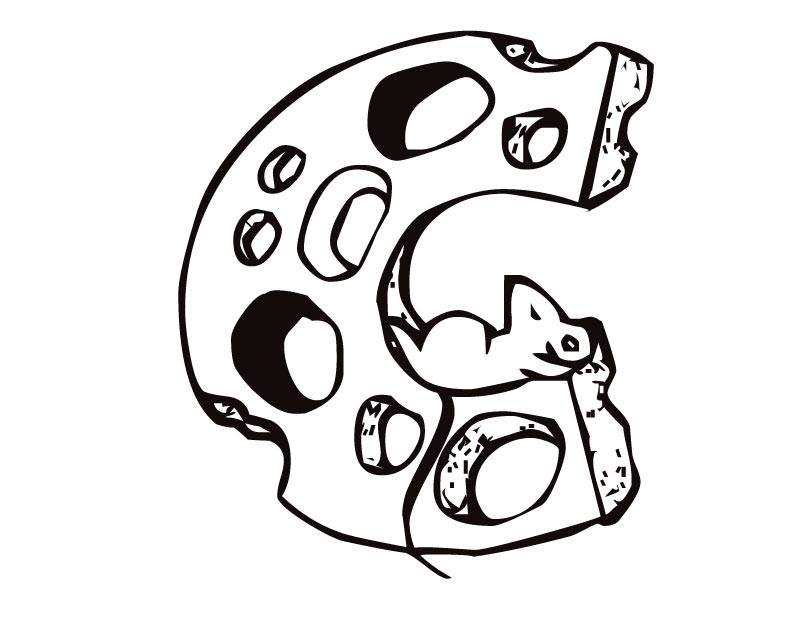 810x630 Printable Letter C (Cheese And Mouse) Coloring Page