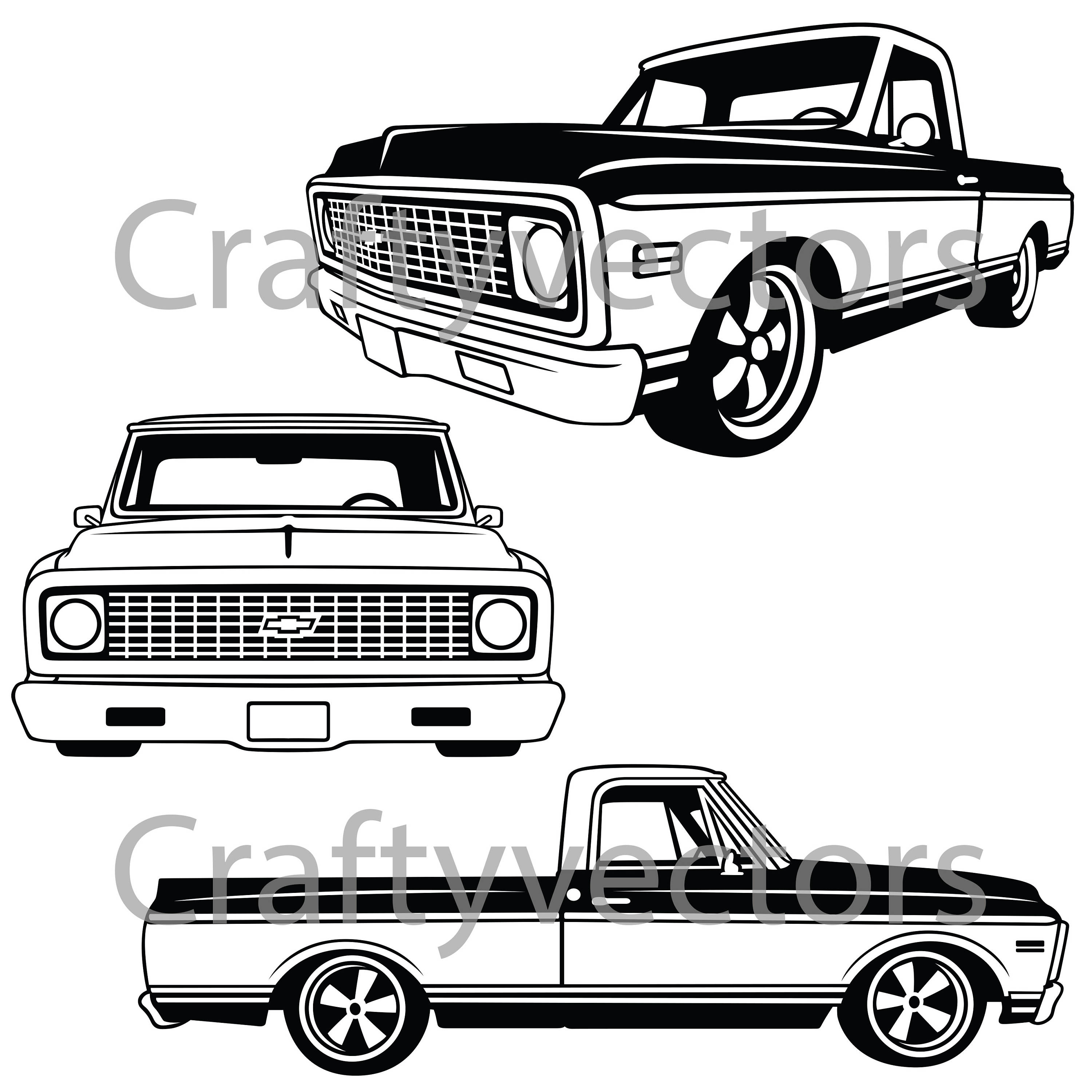 3000x3000 Chevrolet C10 Truck 1970 To 1971 Vector File