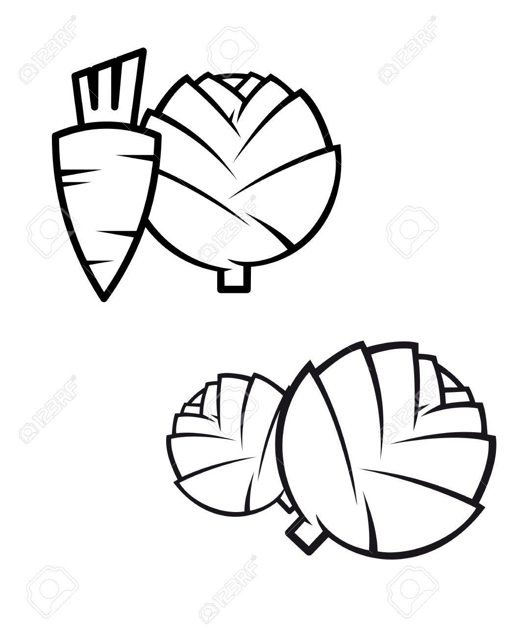 1059x1300 Black And White Stylised Line Drawing Of A Fresh Whole Carrots