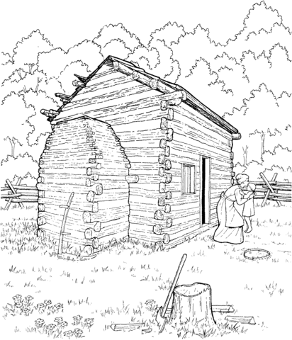 412x480 Abraham Lincoln Log Cabin Coloring Page Free Printable Coloring