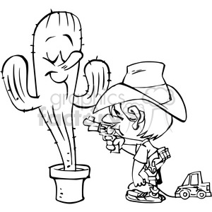 300x300 Royalty Free Boy Sticking Up A Cactus In Black And White 388308