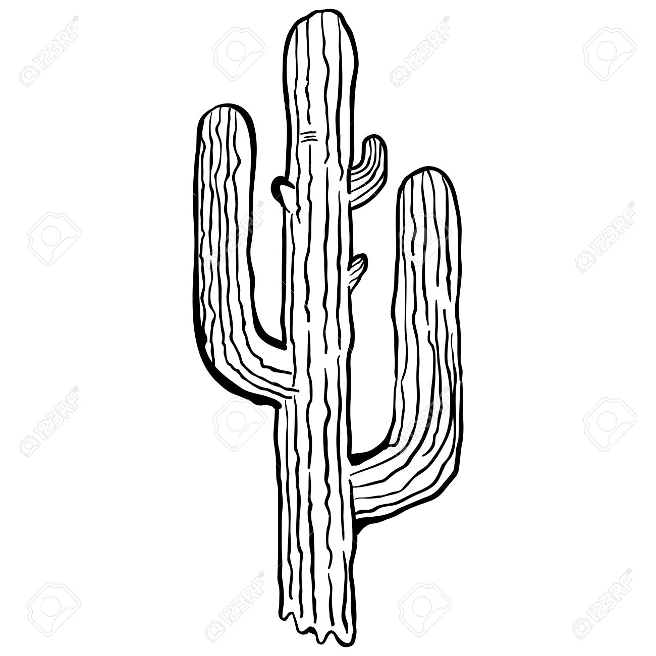 1300x1300 Simple Black And White Cactus Cartoon Royalty Free Cliparts