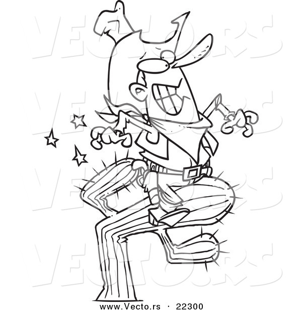 600x620 Vector Of A Cartoon Cowboy Riding A Cactus