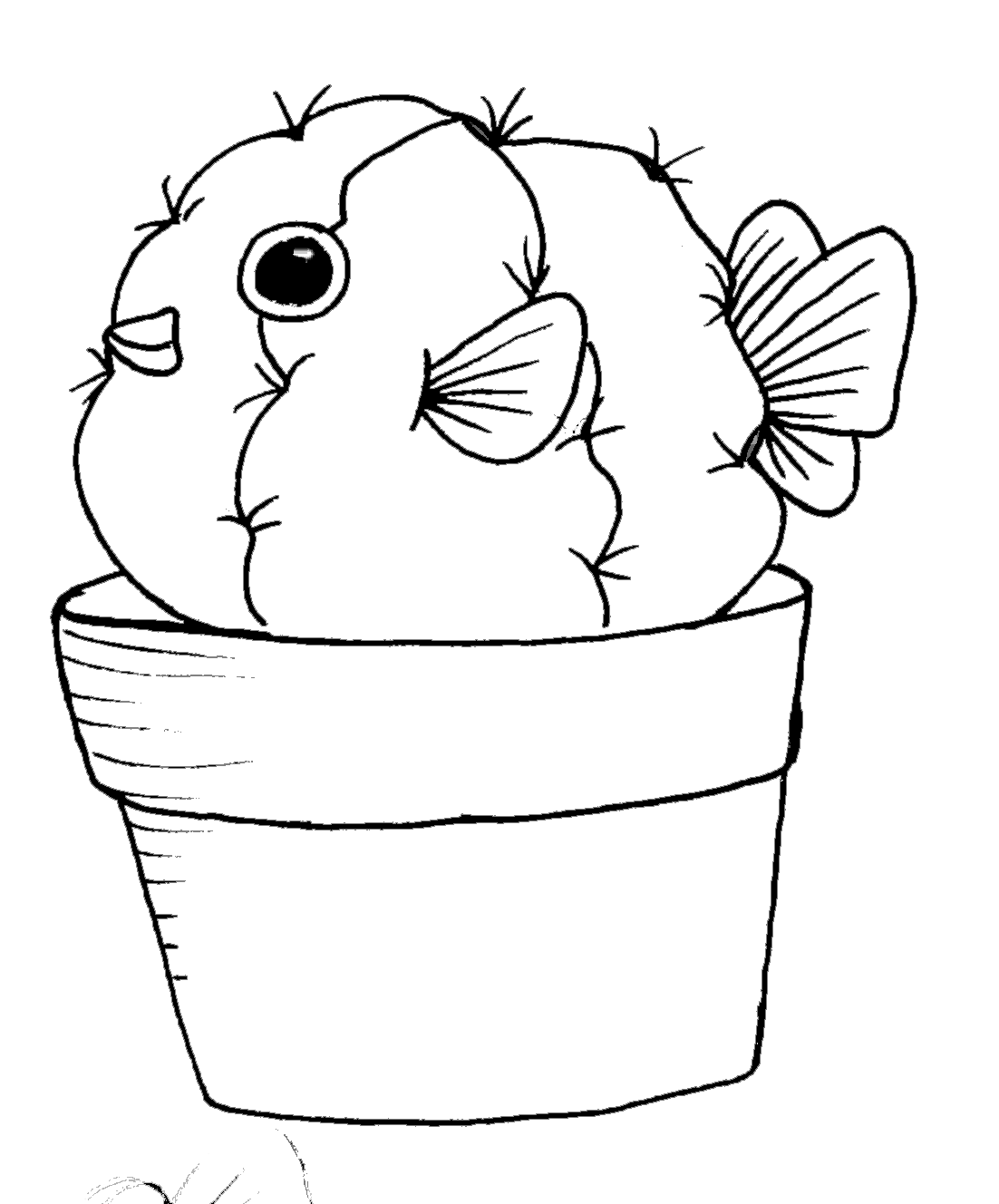 1102x1328 Puffer Fish Cactus Drawing My Artworks Cactus