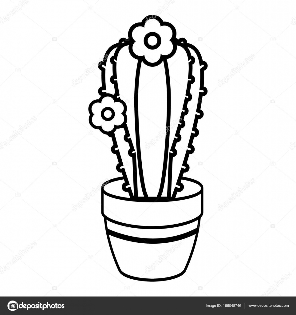 963x1024 Cactus Icon, Outline Line Style Stock Vector Ylivdesign