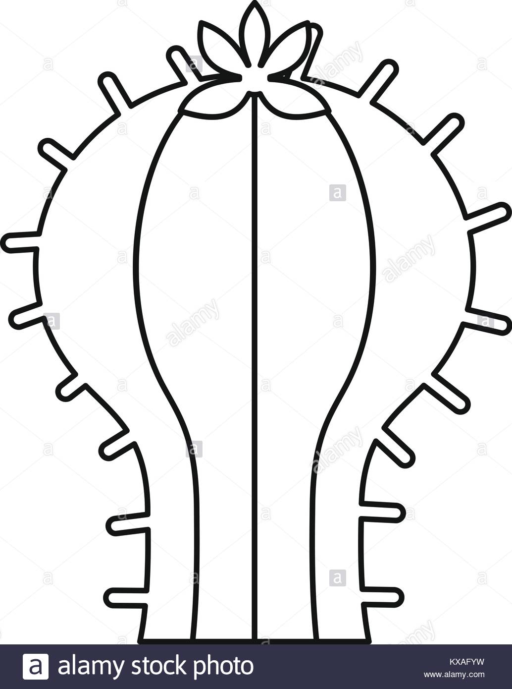 1034x1390 Cactus With Flower Icon, Outline Style Stock Vector Art