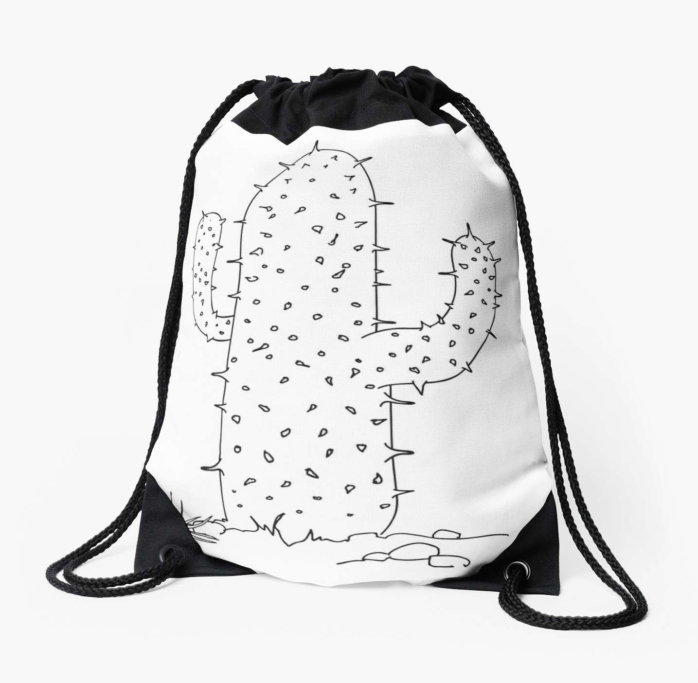 1435x1404 Cactus Line Drawing Drawstring Bags By Luceandmool Redbubble