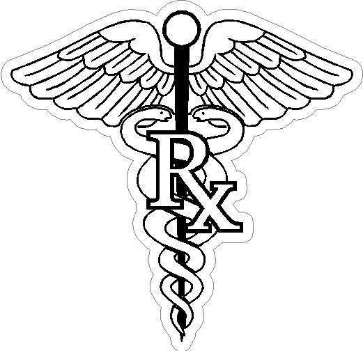 521x504 6 Rx Caduceus Snake Medical Symbol Vinyl Decal Sticker