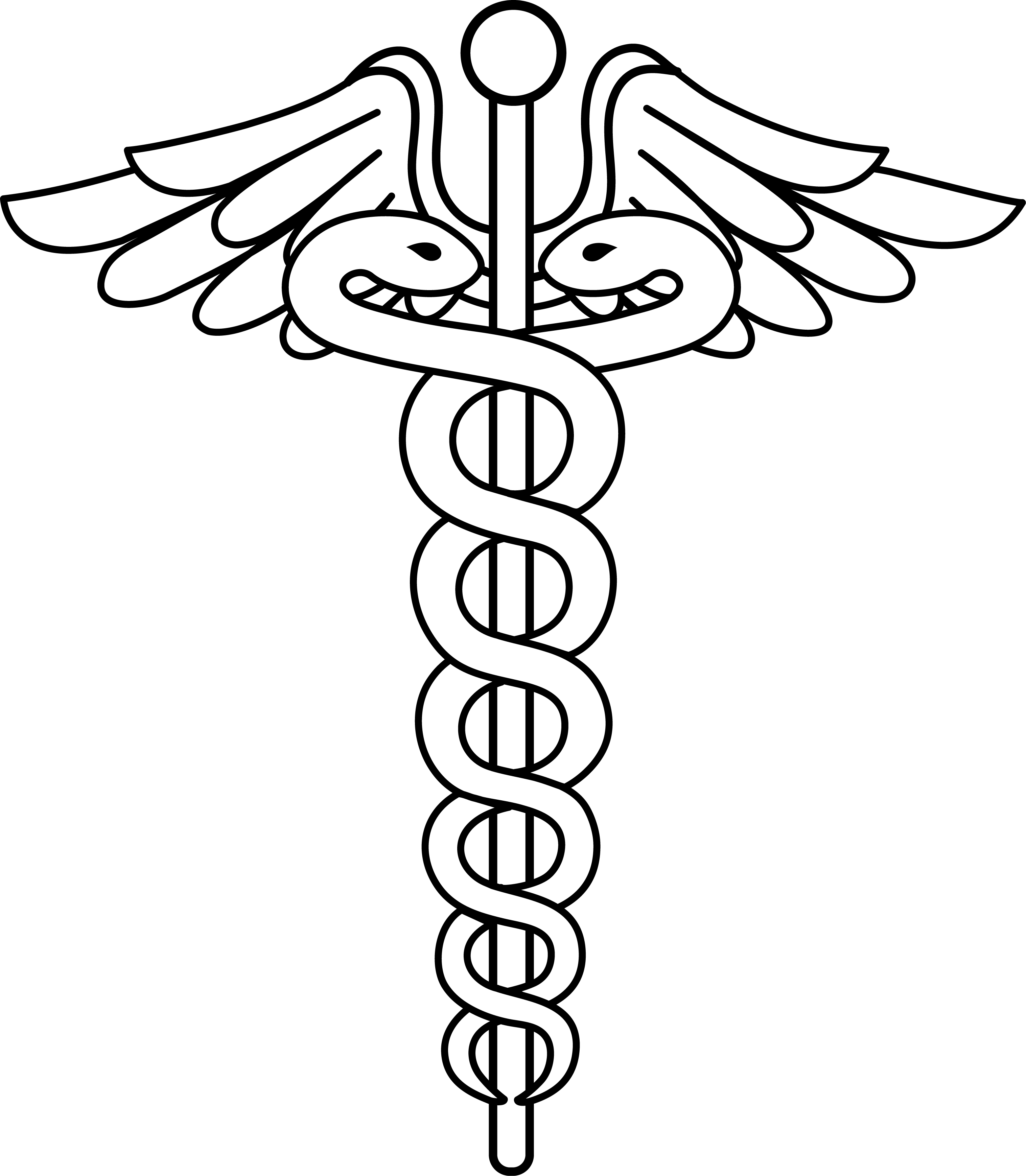 3034x3478 Black And White Line Art Of Caduceus