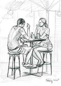 214x300 Cafe Drawing By Natoly Art
