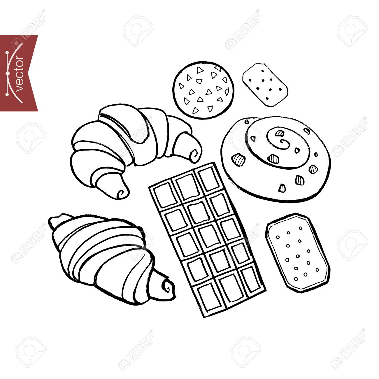 1300x1300 Engraving Vintage Hand Drawn Bakery Products, Cafeteria Desert