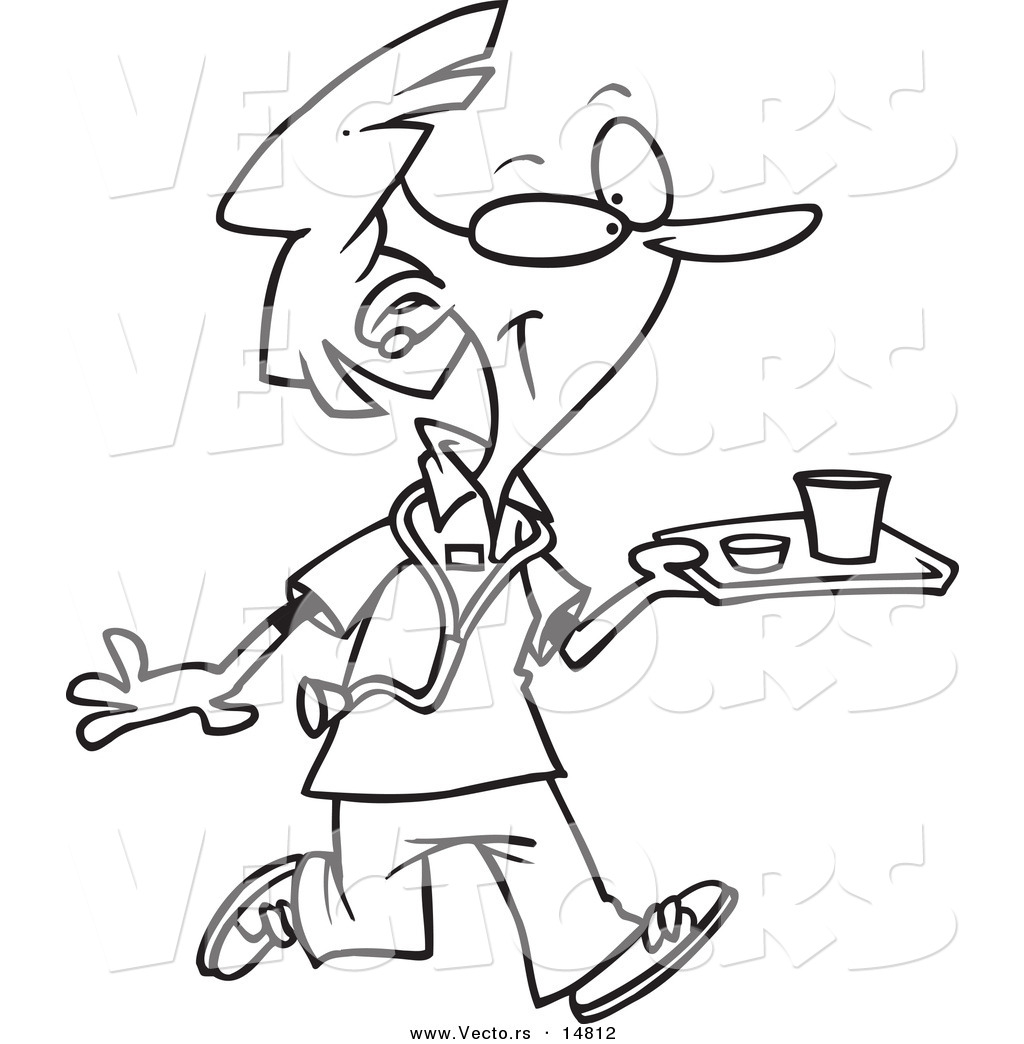 1024x1044 Vector Of A Cartoon Nurse Carrying A Tray Of Cafeteria Food