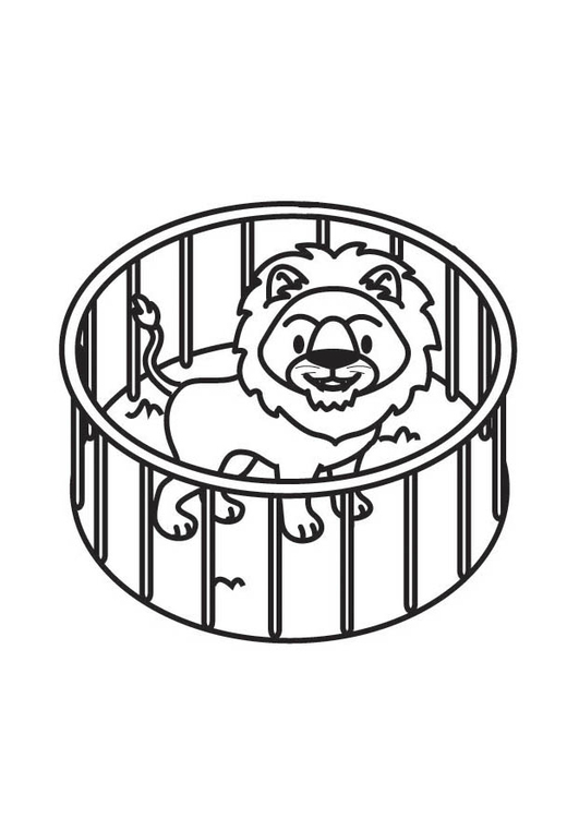 531x750 Coloring Page Lion In Cage
