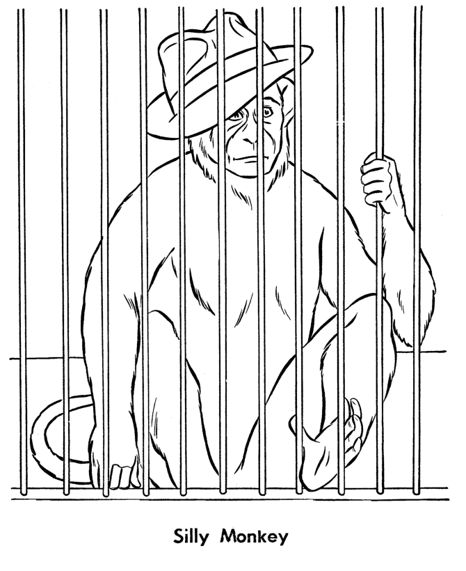 670x820 Zoo Animal Coloring Pages Zoo Monkey In A Cage Coloring Page
