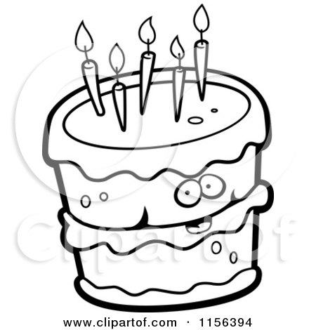 450x470 Cartoon Clipart Of A Black And White Birthday Cake Character