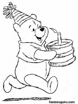 254x338 Print Out Coloring Pages Winnie The Pooh With A Birthday Cake