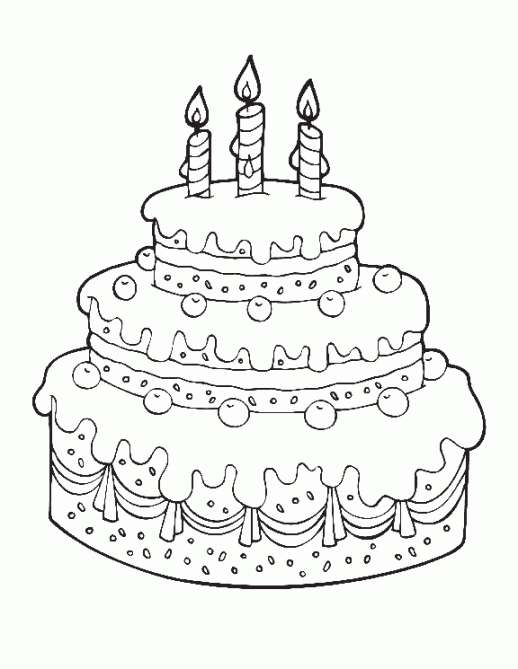518x669 Tasty Printable Cake Pictures Happy Birthday Coloring Pages Free 6