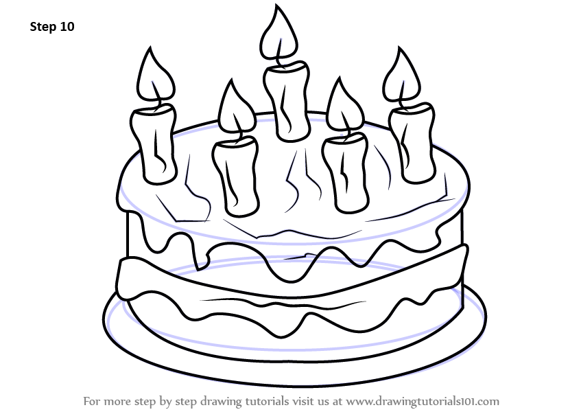 847x600 Learn How To Draw Cake With Candles (Cakes) Step By Step Drawing