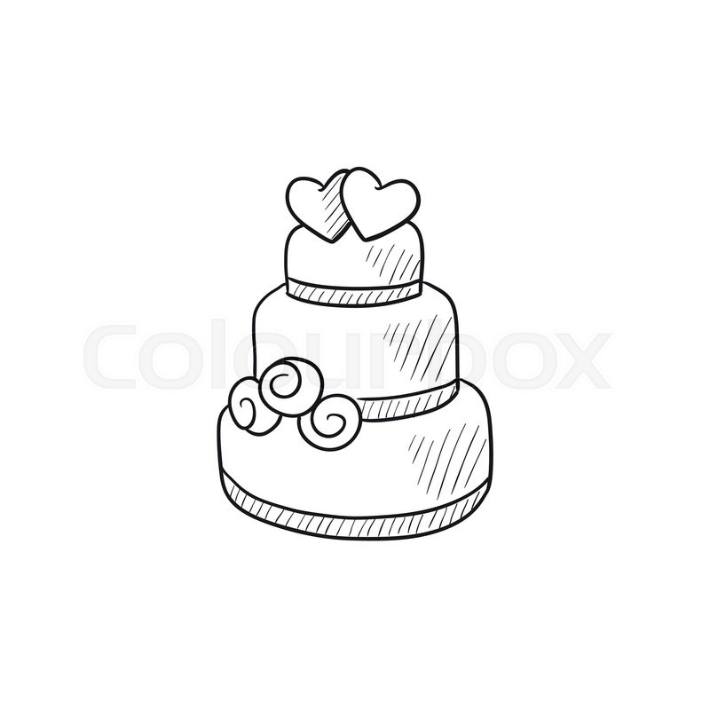 800x800 Wedding Cake Vector Sketch Icon Isolated On Background. Hand Drawn