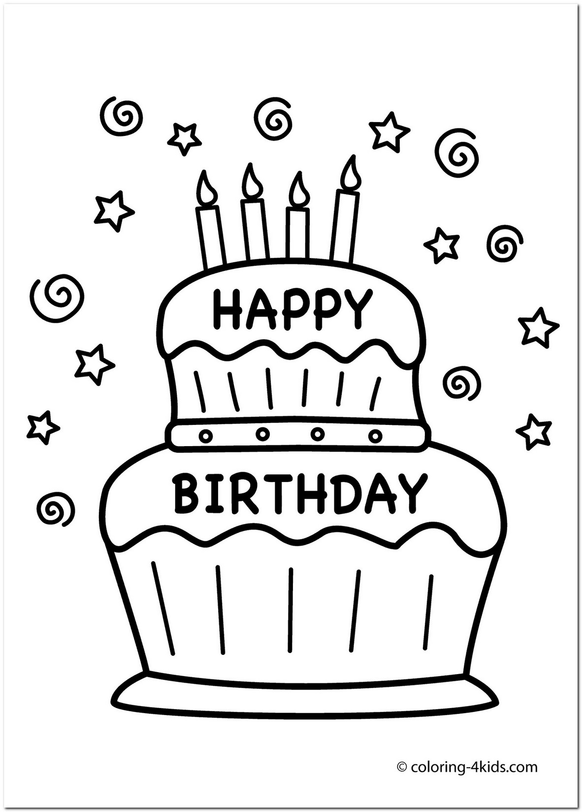 1182x1649 Coloring Page Birthday Cake Free Drawing Board Weekly