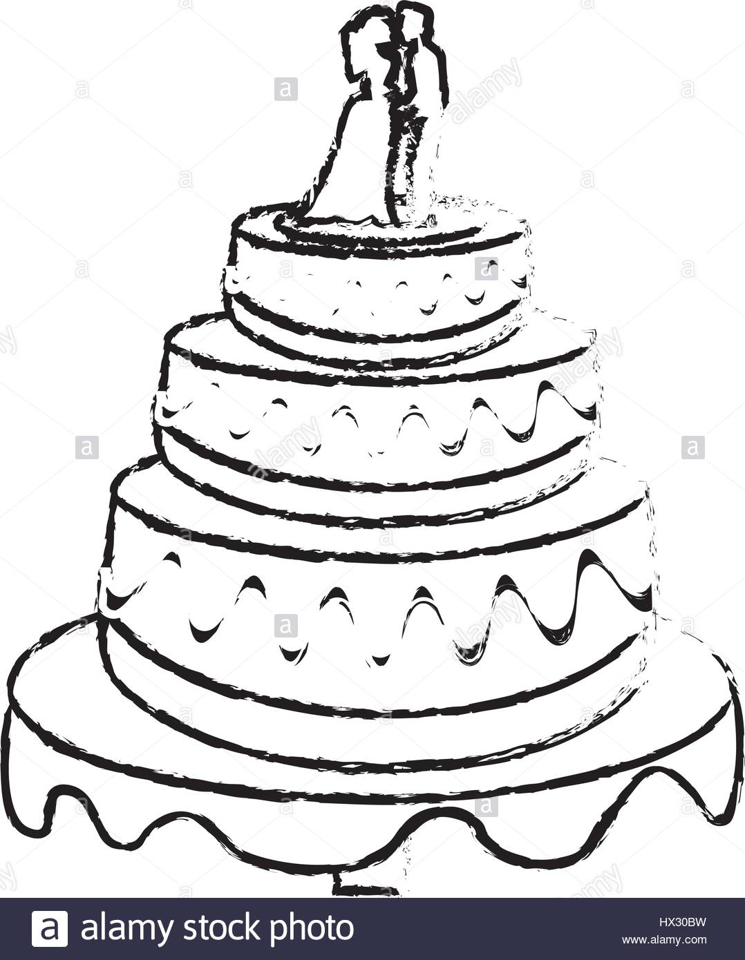 1078x1390 Wedding Cake Couple Dessert Sketch Stock Vector Art Amp Illustration