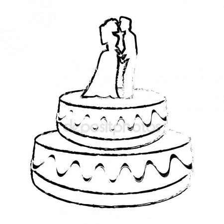 450x450 Wedding Cake Couple Dessert Sketch Stock Vector Jemastock